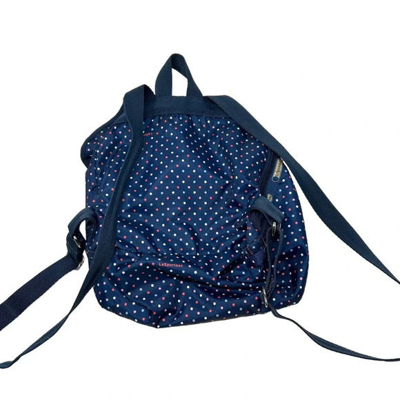 LeSportsac Navy Blue Polka Dot Print Backpack Bag - Picture 11 of 11